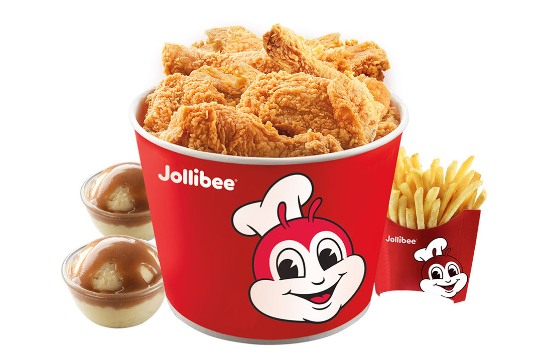 10 piece chickenjoy meal with 2 mashed potatoes and side of fries